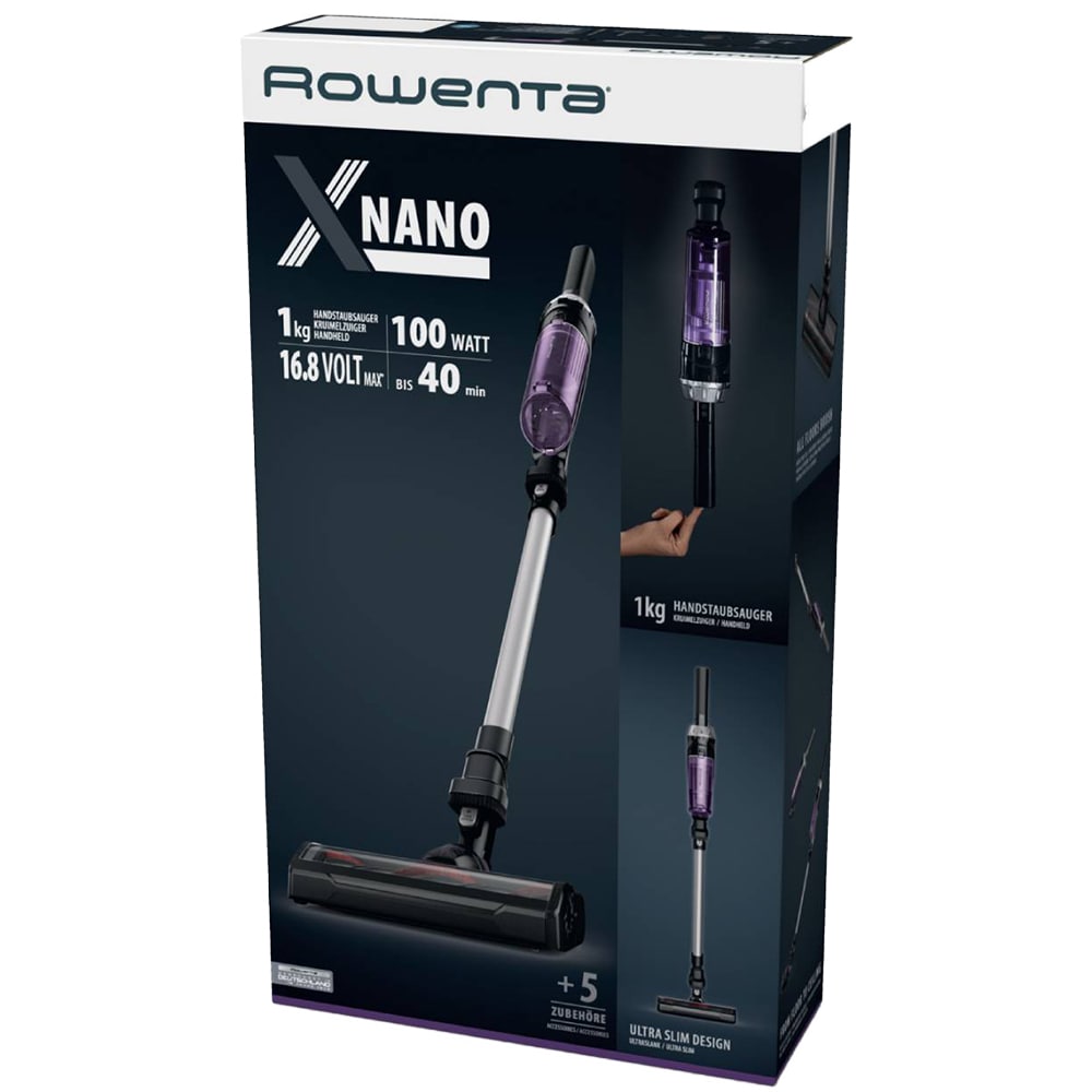 Aspirator vertical ROWENTA X-Nano RH1129WO, 0.5l, 14.4V, autonomie max 40 min, negru-mov