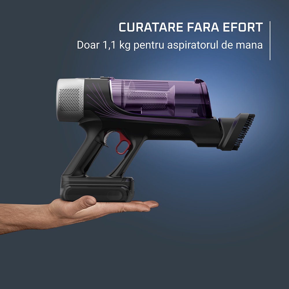 Aspirator vertical ROWENTA X-Force Flex 9.60 Allergy RH2048WO, 0.45l, autonomie max 45 min, mov-negru