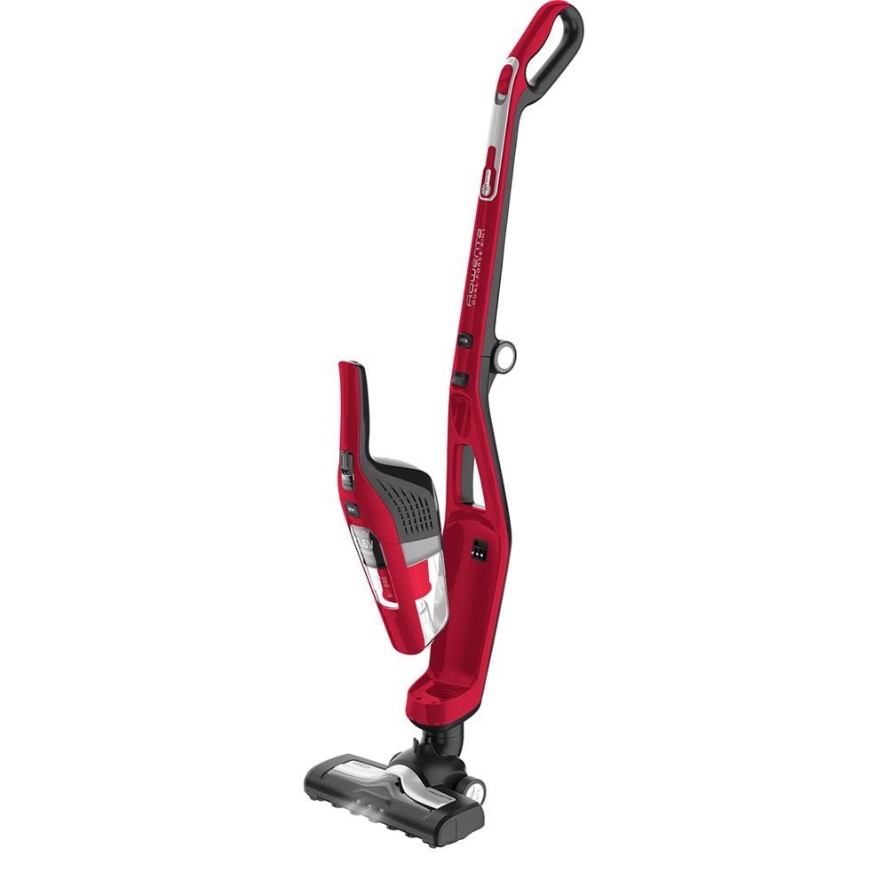 Aspirator vertical ROWENTA Dual Force 2in1 RH6753WO, 0.6l, 21.6V, autonomie max 75 min, iluminare LED, rosu-gri inchis