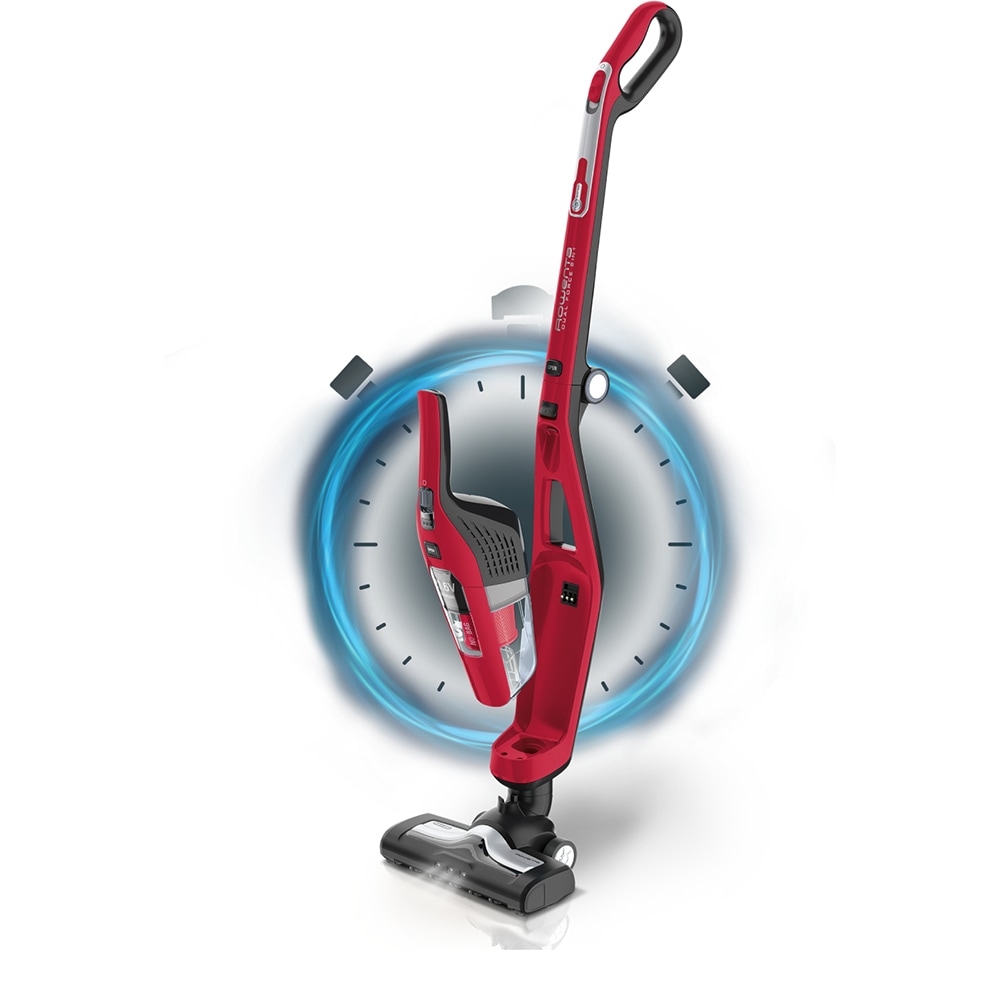 Aspirator vertical ROWENTA Dual Force 2in1 RH6753WO, 0.6l, 21.6V, autonomie max 75 min, iluminare LED, rosu-gri inchis