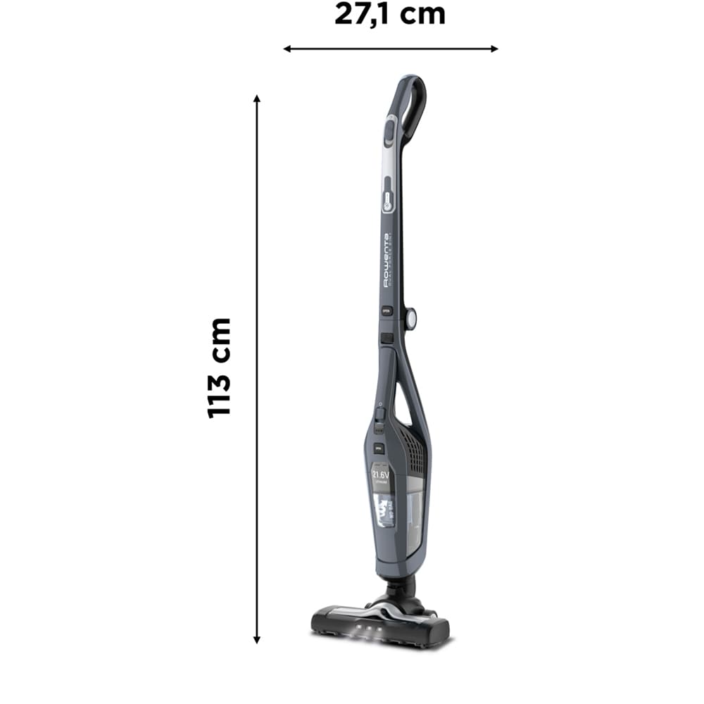 Aspirator vertical ROWENTA Dual Force 2in1 RH6756WO, 0.6l, 21.6V, autonomie max 75 min, tehnologie ciclonica, gri