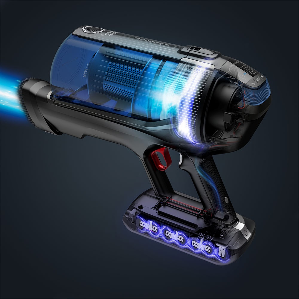 Aspirator vertical ROWENTA X-Force Flex 12.60 Aqua RH98C8WO, 0.9l, 25.2V, autonomie max 45 min, albastru-negru