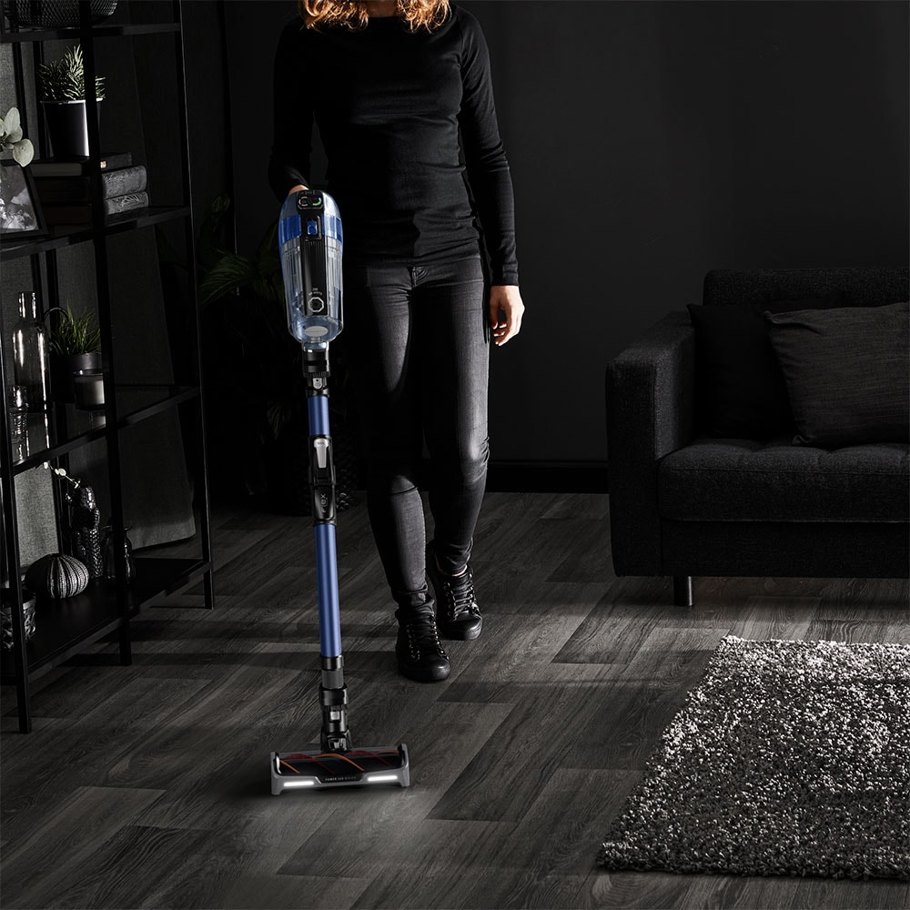 Aspirator vertical ROWENTA X-Force 14.6 Auto Aqua RH99C0WO, 0.9l, 32.4V, autonomie max 70 min, albastru-negru