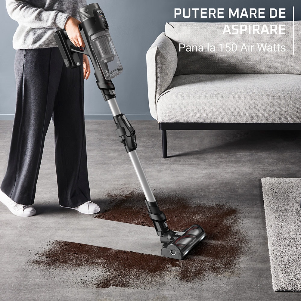 Aspirator vertical ROWENTA X-Force Flex Complete 13.60 RH9A55E0, 0.65l, 25.9V, autonomie max 60 min, argintiu-negru