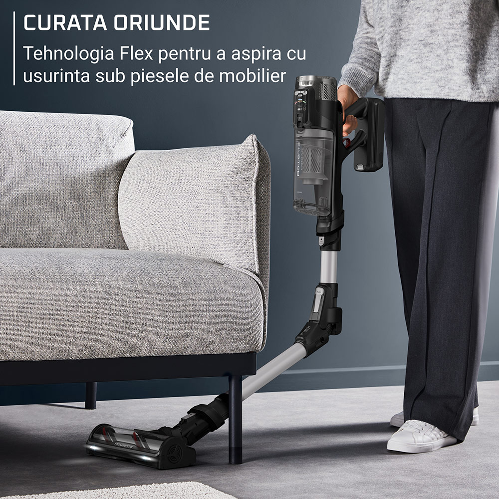 Aspirator vertical ROWENTA X-Force Flex Complete 13.60 RH9A55E0, 0.65l, 25.9V, autonomie max 60 min, argintiu-negru