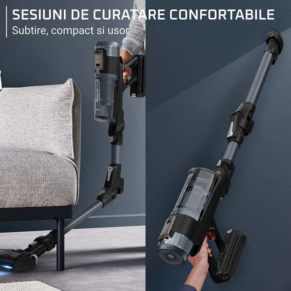 Aspirator vertical ROWENTA X-Force Flex 16.60 RH9C71E0, 0.65l, 25.2V, autonomie max 120 min, negru