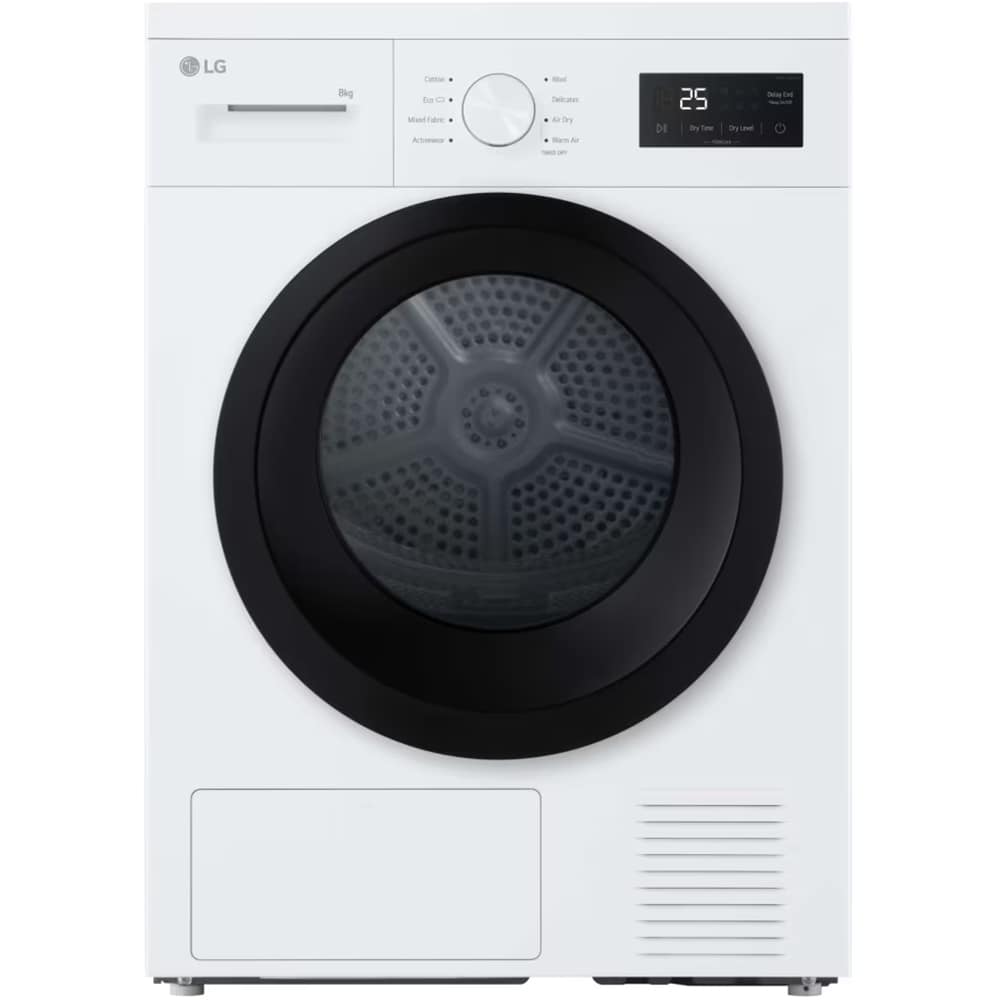 Uscator de rufe LG RHA1008NWK, 8 kg, 8 programe, Clasa D, alb
