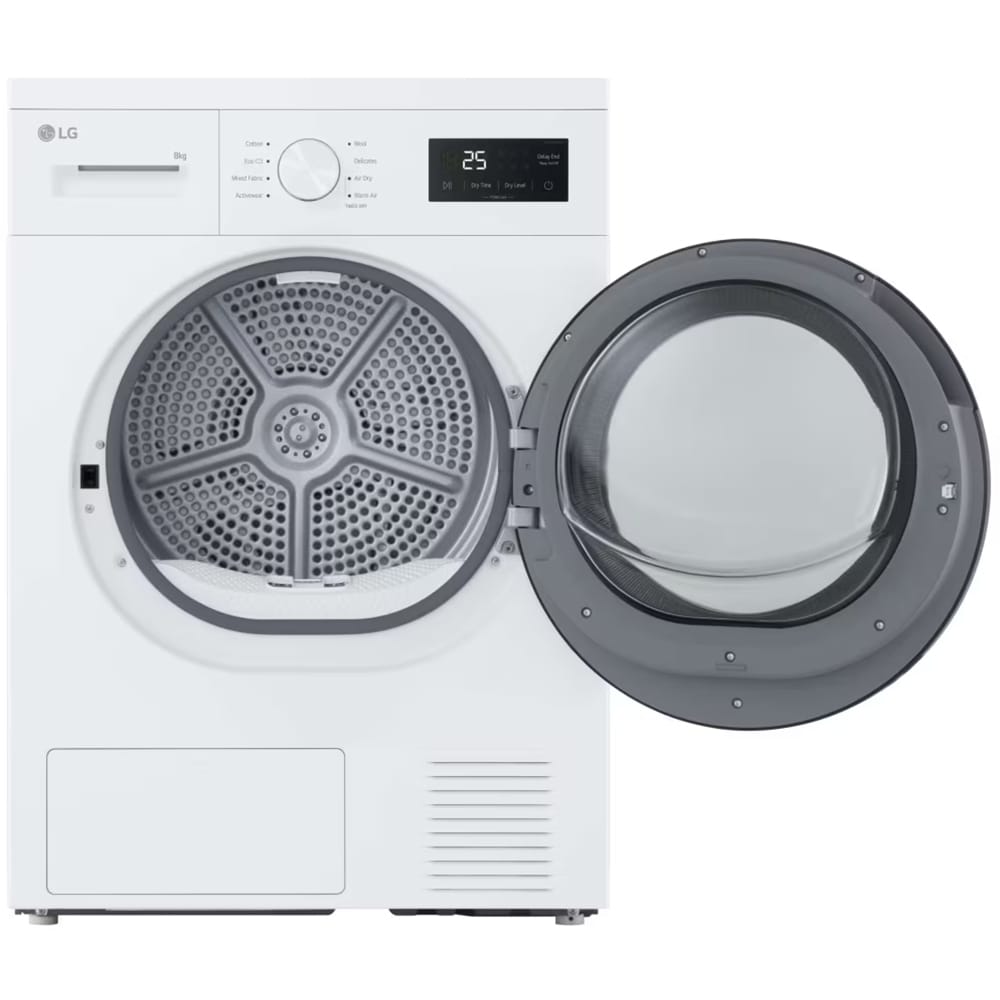 Uscator de rufe LG RHA1008NWK, 8 kg, 8 programe, Clasa D, alb