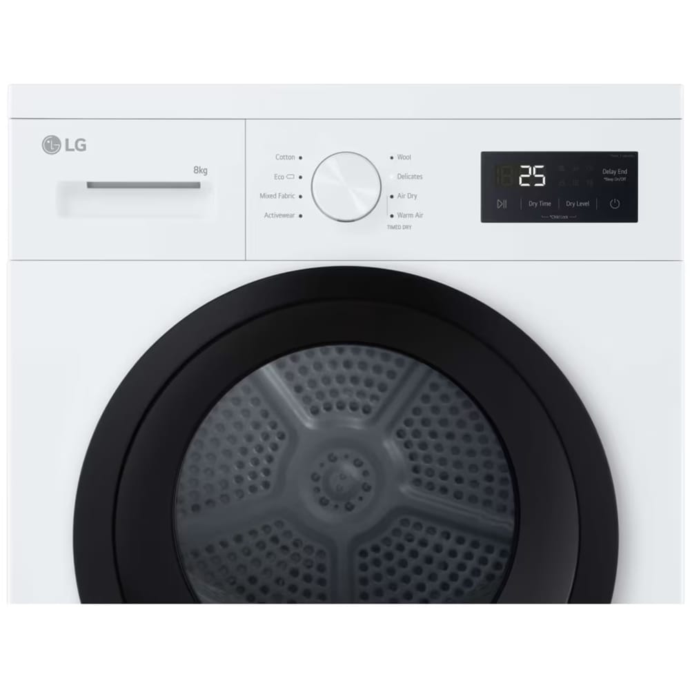 Uscator de rufe LG RHA1008NWK, 8 kg, 8 programe, Clasa D, alb