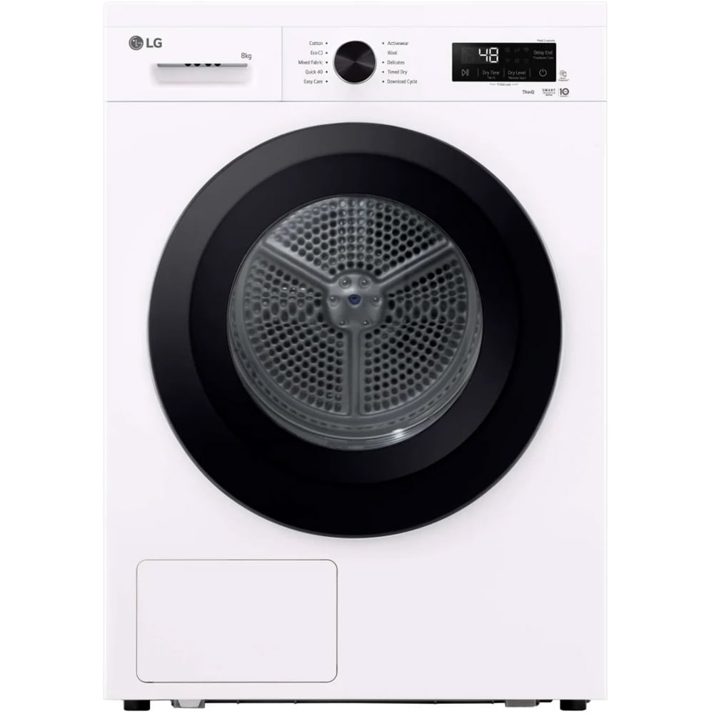 Uscator de rufe LG RHX1008NWK, ThinQ, Pompa de caldura, 8 kg, 10 programe, Clasa C, alb