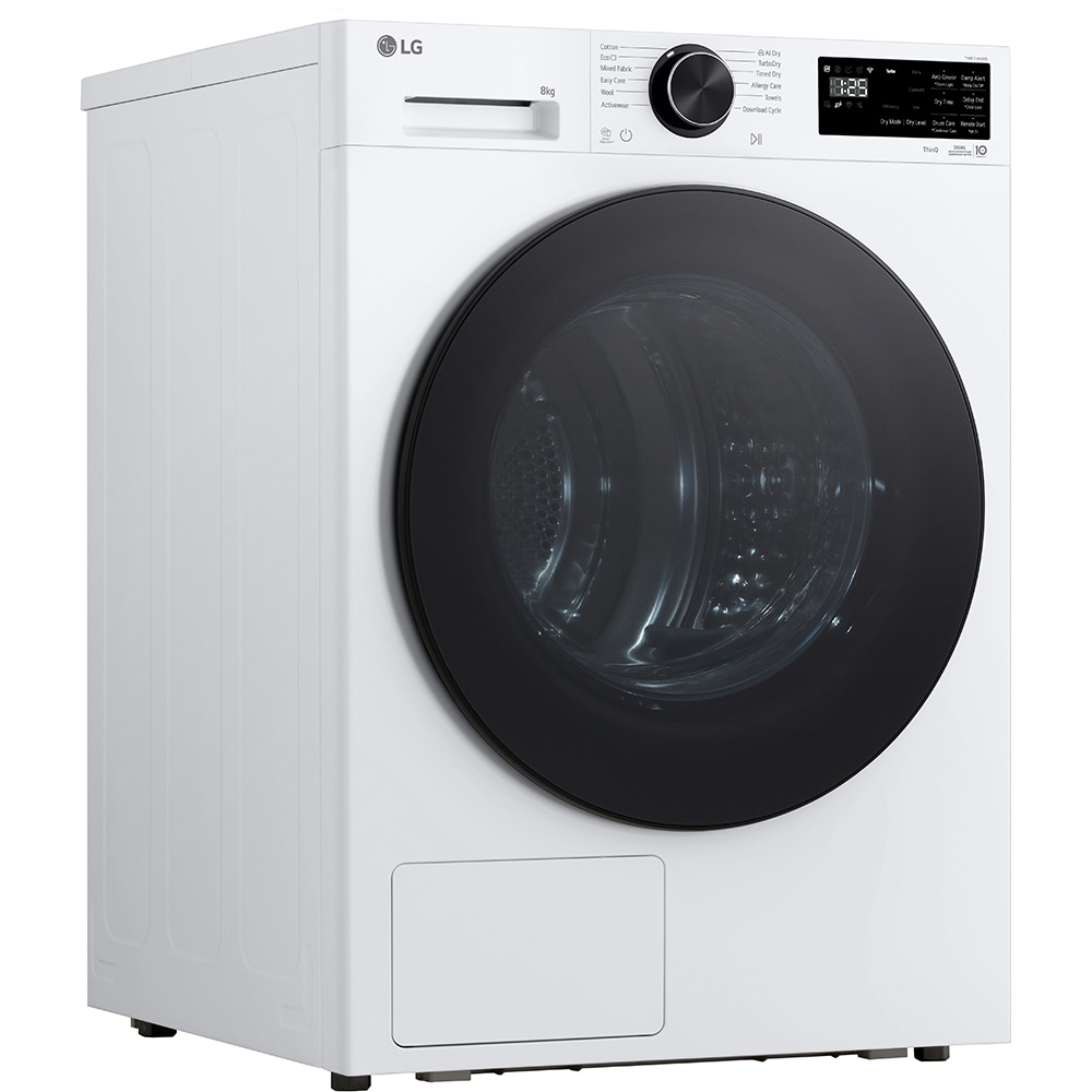 Uscator de rufe LG RHX5008TLB, ThinQ, Pompa de caldura, 8 kg, 12 programe, Clasa B, alb