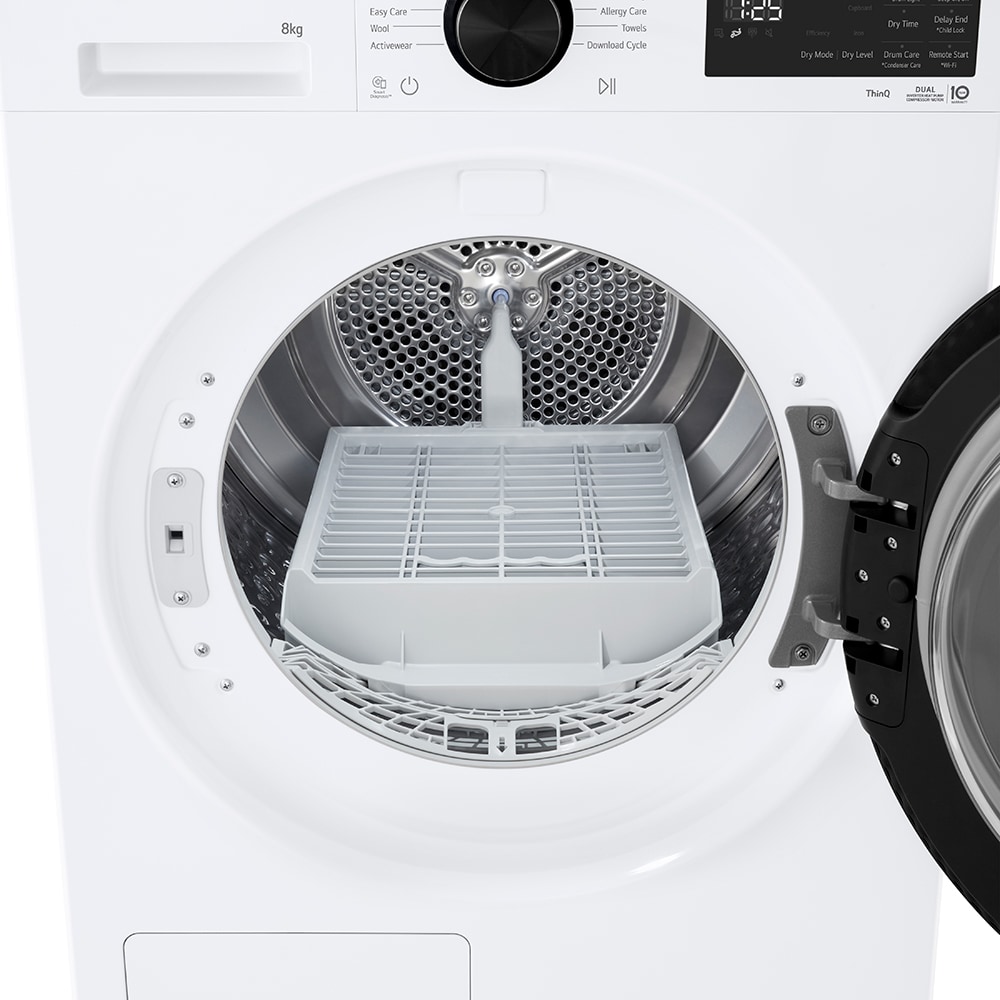 Uscator de rufe LG RHX5008TLB, ThinQ, Pompa de caldura, 8 kg, 12 programe, Clasa B, alb