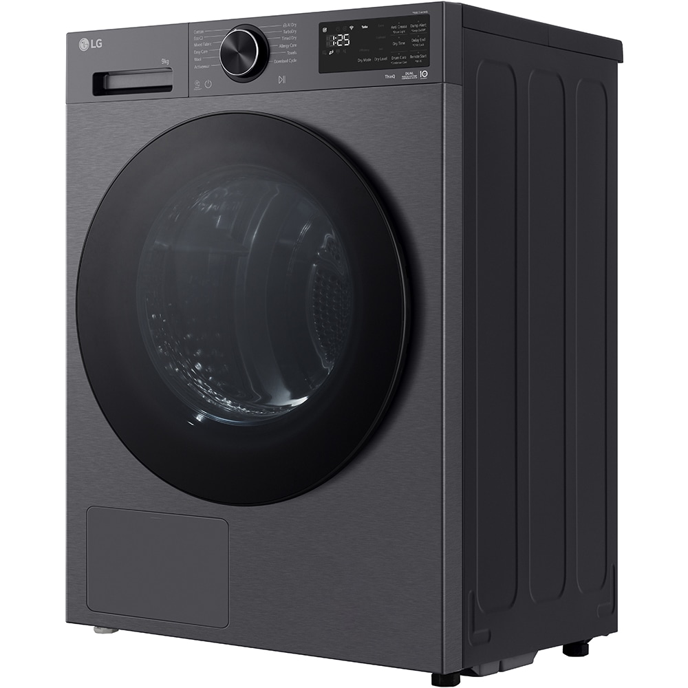 Uscator de rufe LG RHX5009TBB, ThinQ, Pompa de caldura, 9 kg, 12 programe, Clasa B, negru