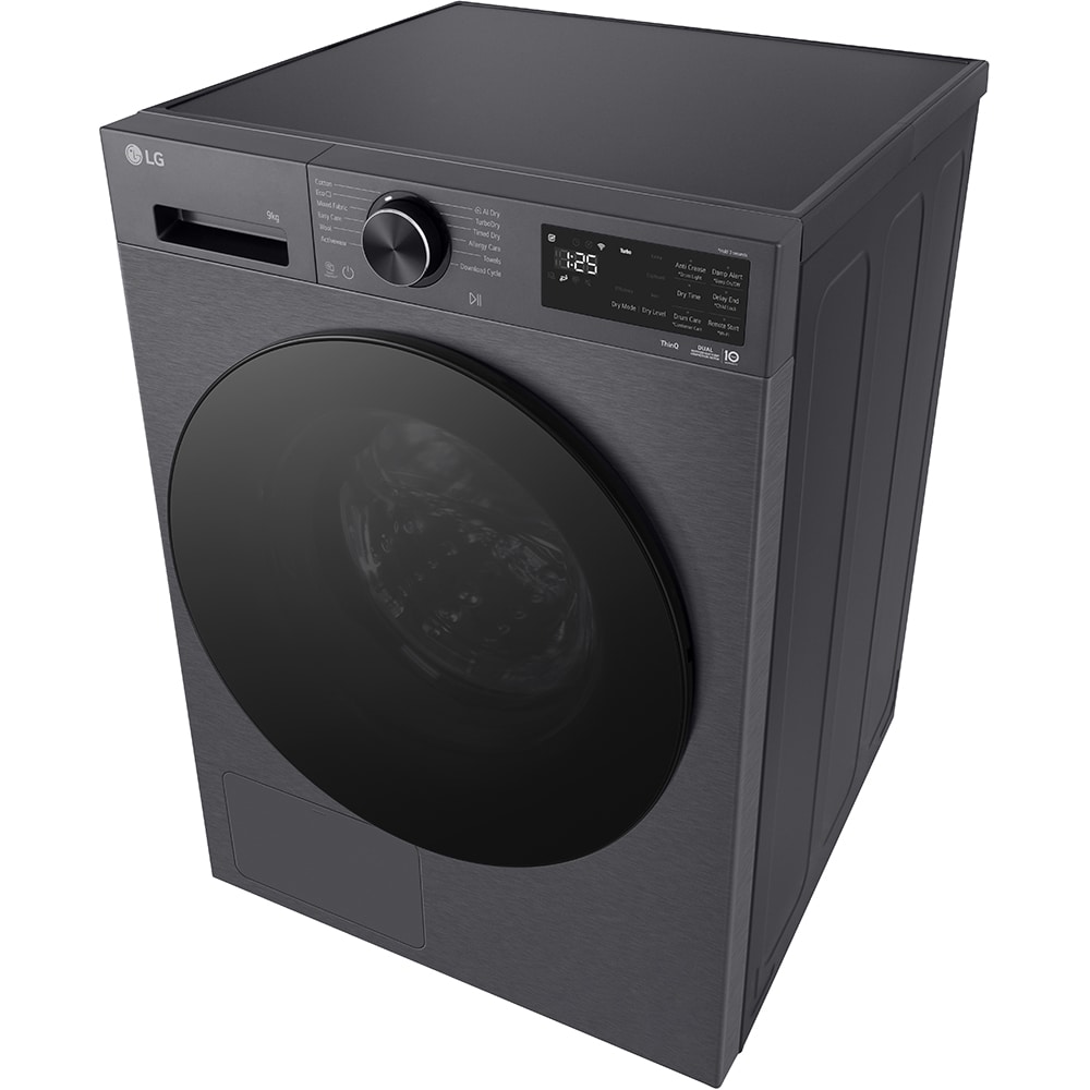 Uscator de rufe LG RHX5009TBB, ThinQ, Pompa de caldura, 9 kg, 12 programe, Clasa B, negru