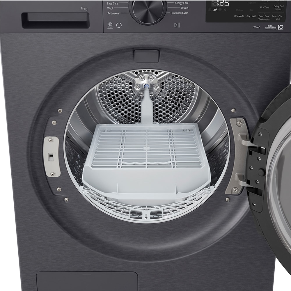 Uscator de rufe LG RHX5009TBB, ThinQ, Pompa de caldura, 9 kg, 12 programe, Clasa B, negru