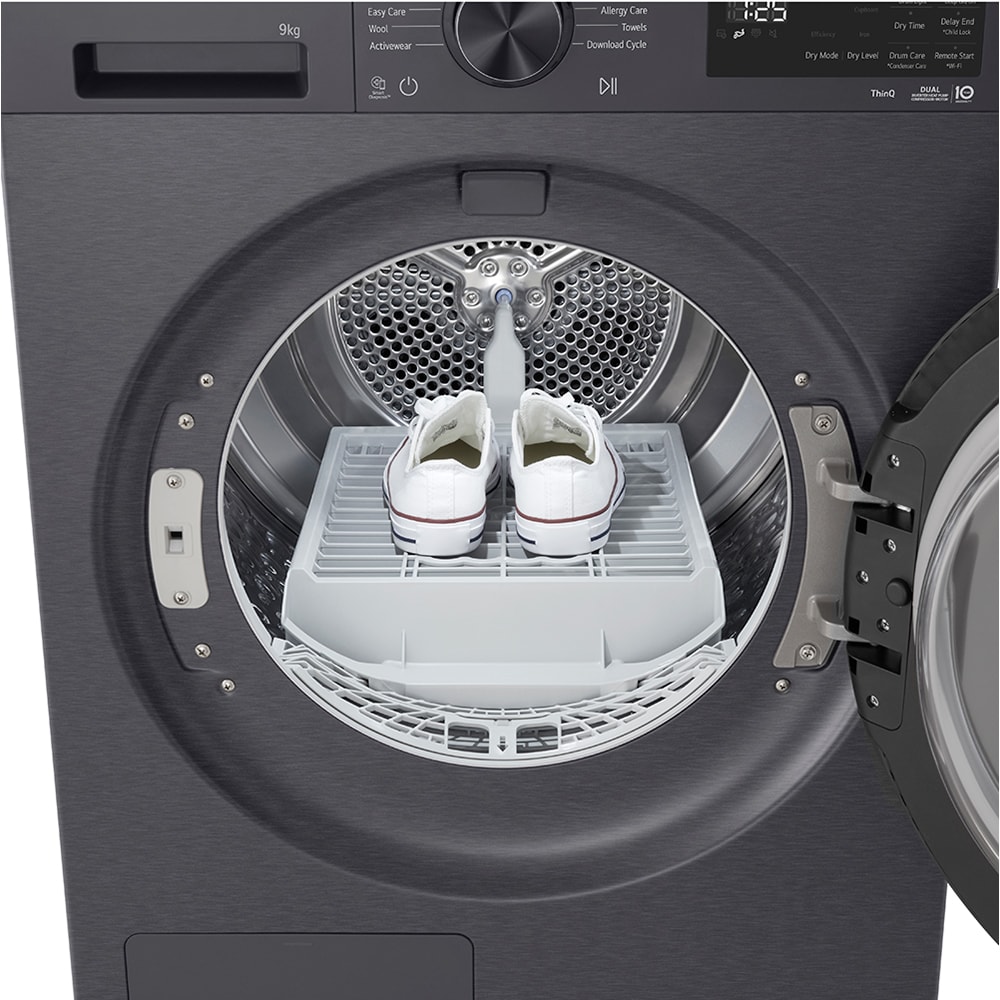 Uscator de rufe LG RHX5009TBB, ThinQ, Pompa de caldura, 9 kg, 12 programe, Clasa B, negru