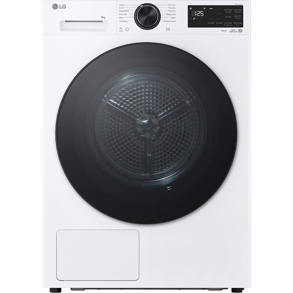 Uscator de rufe LG RHX5009TLB, ThinQ, Pompa de caldura, 9 kg, 12 programe, Clasa B, alb