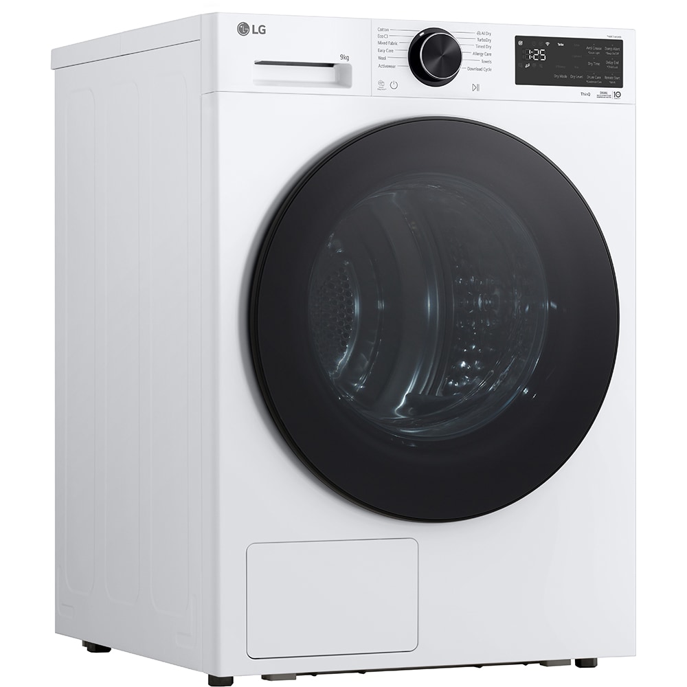 Uscator de rufe LG RHX5009TLB, ThinQ, Pompa de caldura, 9 kg, 12 programe, Clasa B, alb
