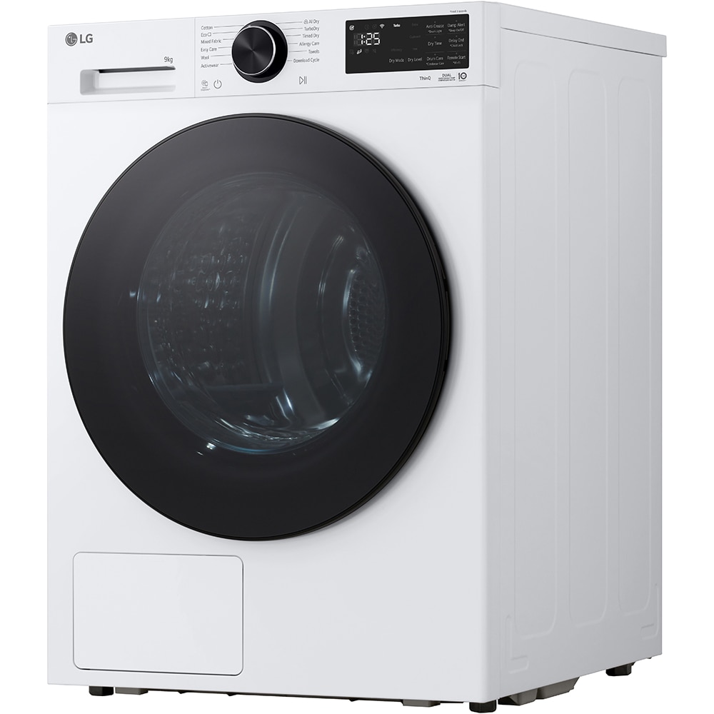 Uscator de rufe LG RHX5009TLB, ThinQ, Pompa de caldura, 9 kg, 12 programe, Clasa B, alb
