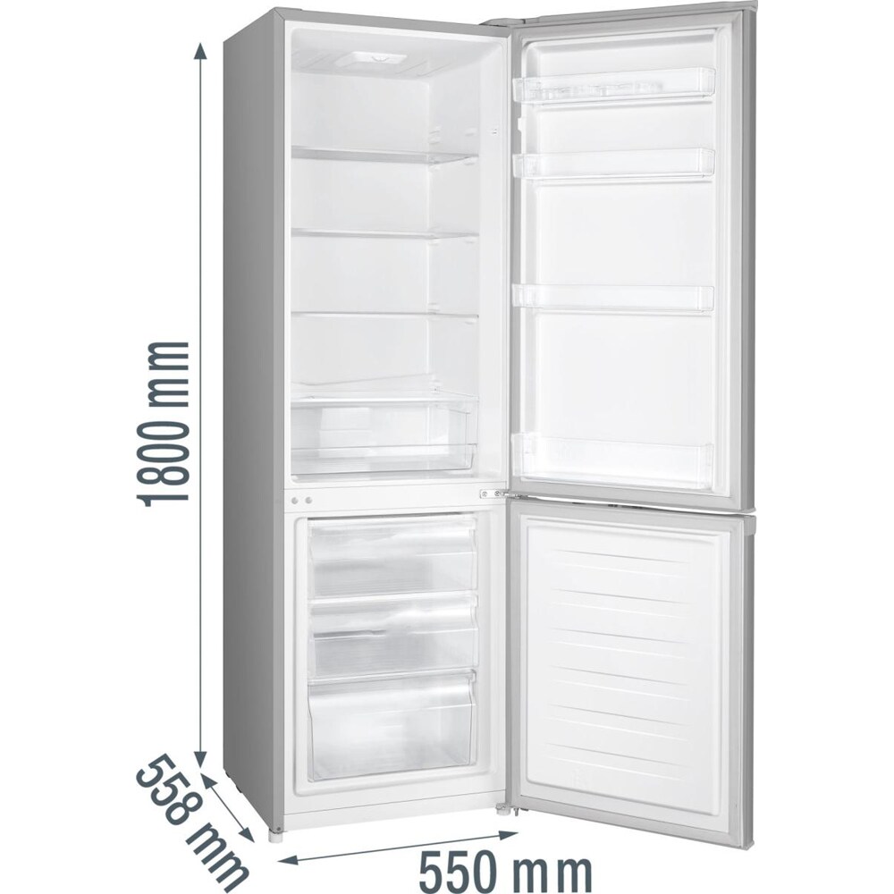 Combina frigorifica GORENJE RK418DPS4I, 269 l, H 180 cm, Clasa E, argintiu