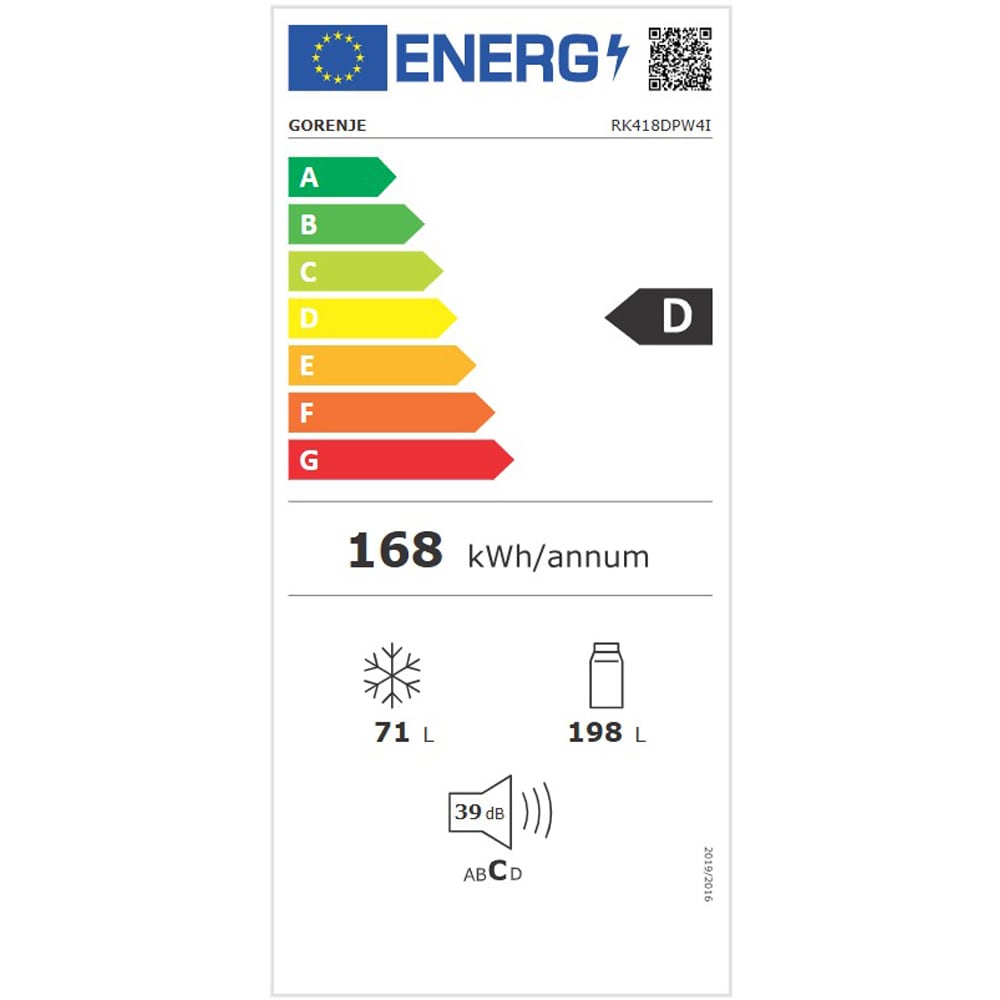 Combina frigorifica GORENJE RK418DPW4I, 269 l, H 180 cm, Clasa D, alb