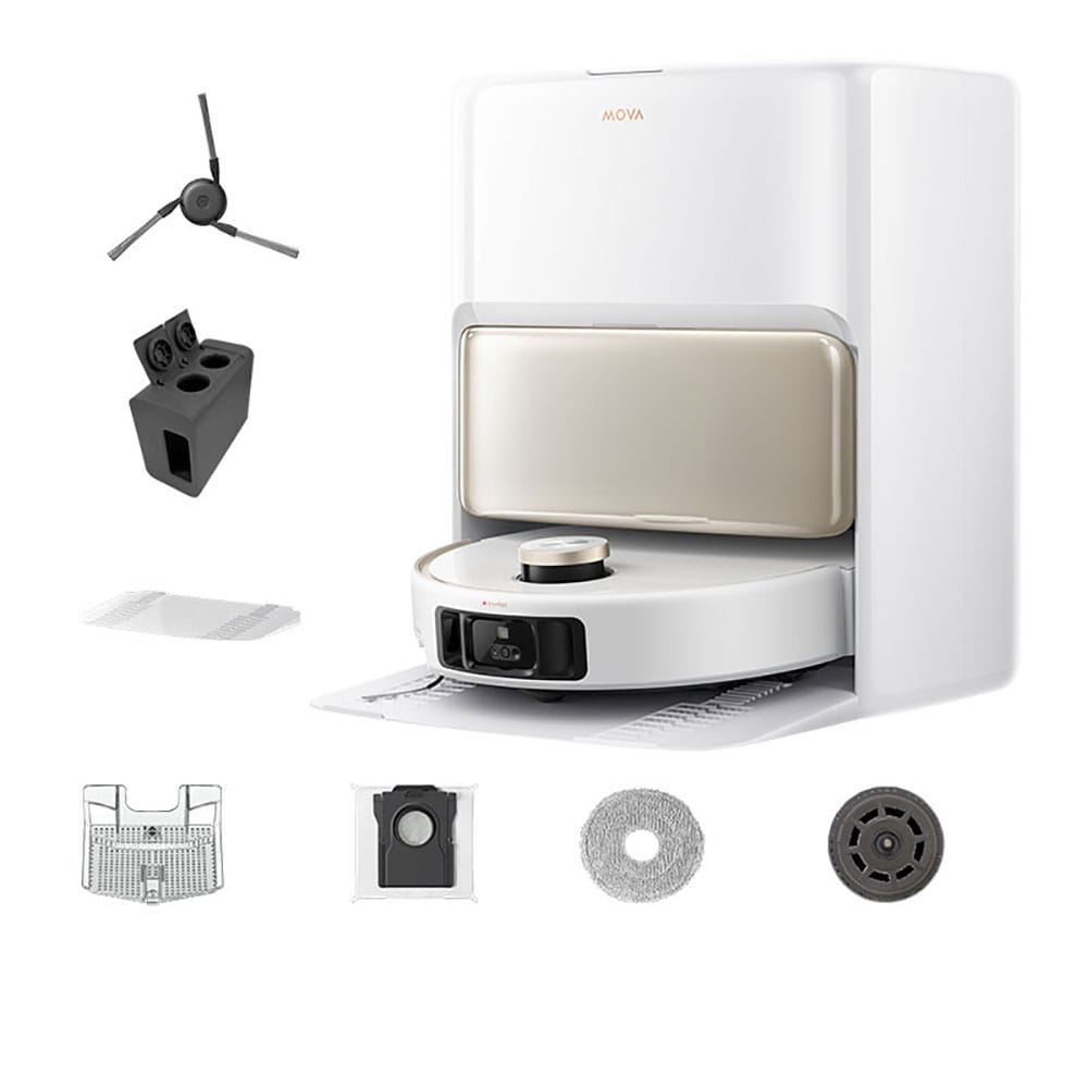 Aspirator robot MOVA V50 Ultra RLV72LE1, 3.2l, autonomie max 220 min, alb-auriu