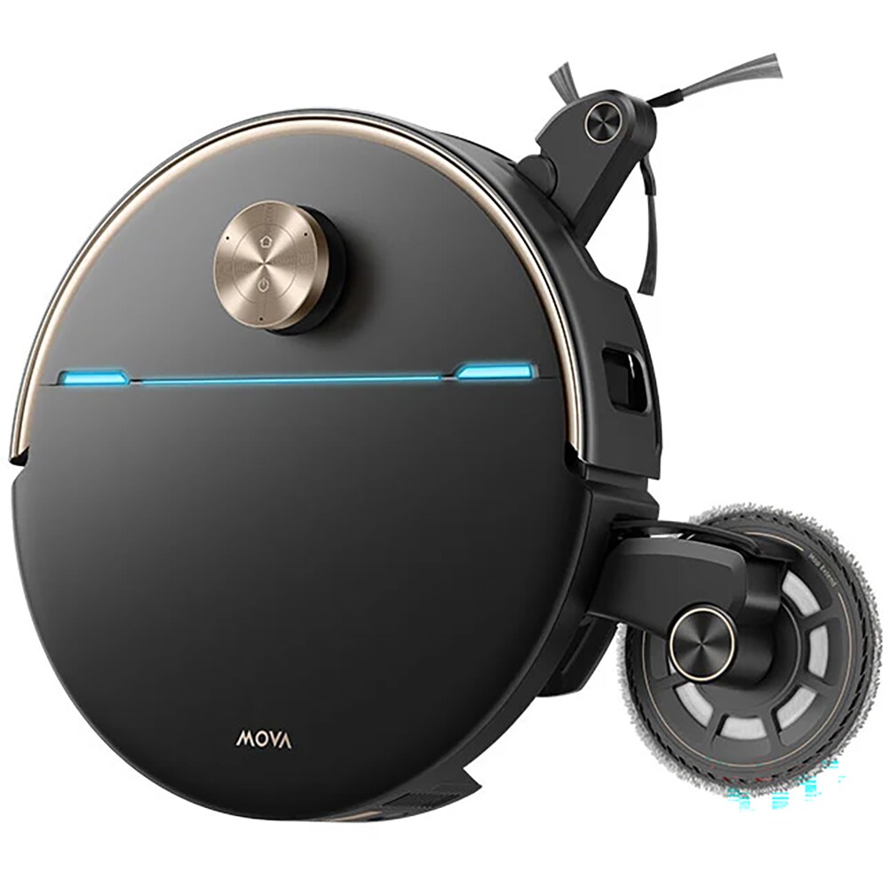 Aspirator robot MOVA V70 Ultra Complete RLV77CE-BK, 0.3l, autonomie max 220 min, Tehnologie MaxiReachX, negru-auriu
