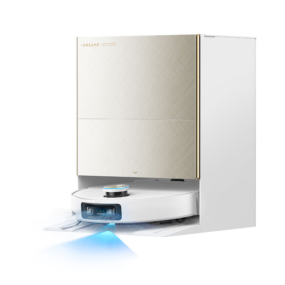 Aspirator robot DREAME X60 Ultra Complete RLX87DEWH, 0.23l, 14.4V, autonomie max 180 min, HyperStream Detangling DuoBrush 2.0, alb-auriu