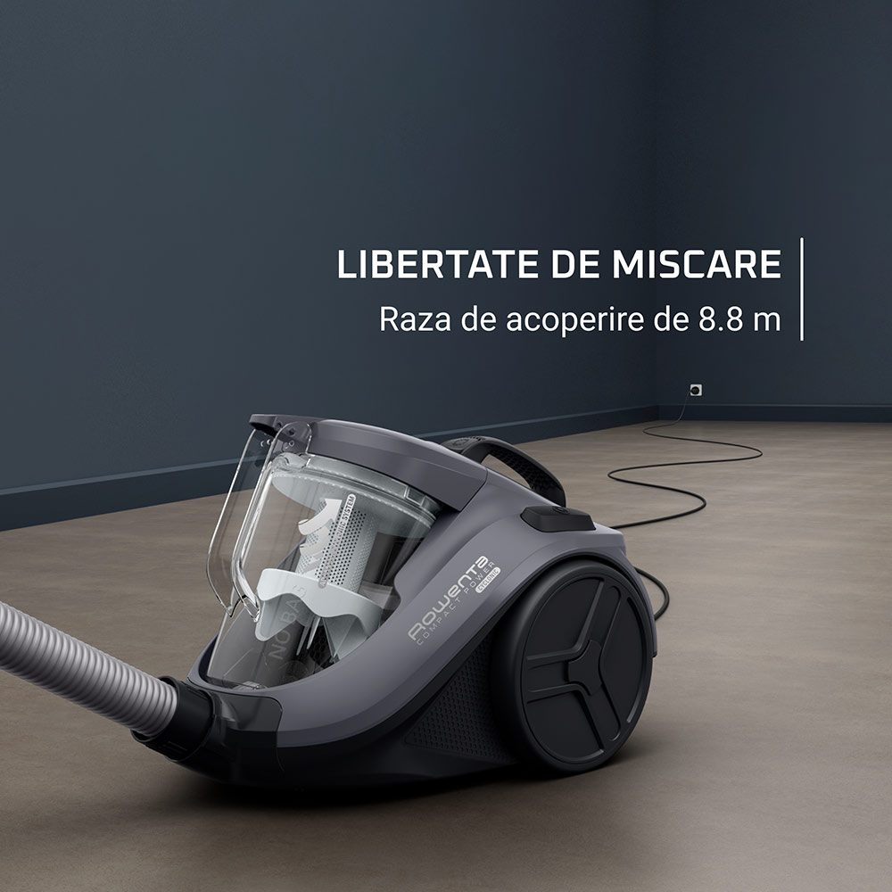 Aspirator fara sac ROWENTA Compact Power Cyclonic RO3726EA, 1.5l, 750W, 79dB, gri-negru