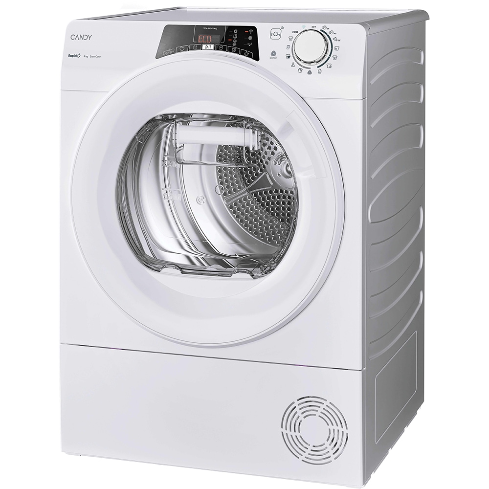 Uscator de rufe CANDY RO EH8N2TE-S, Pompa de caldura, 8 kg, 14 programe, Clasa D, Wi-Fi, alb