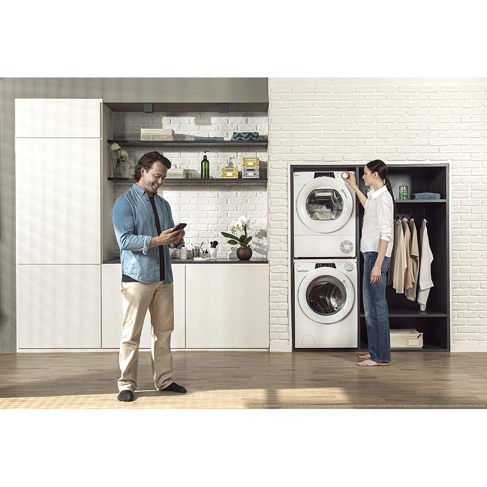 Uscator de rufe CANDY RO EH8N2TE-S, Pompa de caldura, 8 kg, 14 programe, Clasa D, Wi-Fi, alb