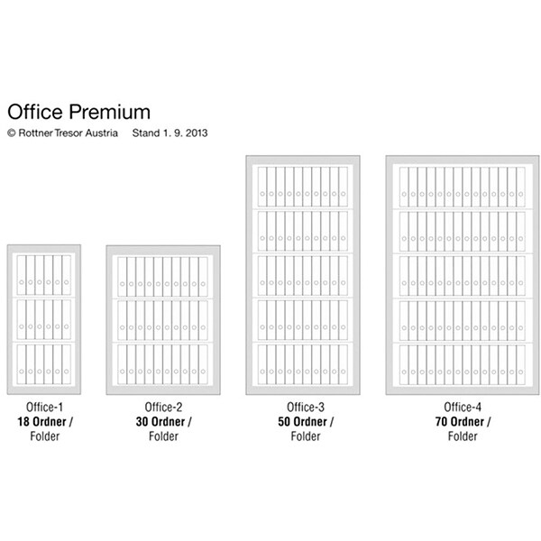 Dulap antiefractie si antifoc ROTTNER Office 3 Premium, Inchidere cheie, 520 x 930 x 1950 mm, alb