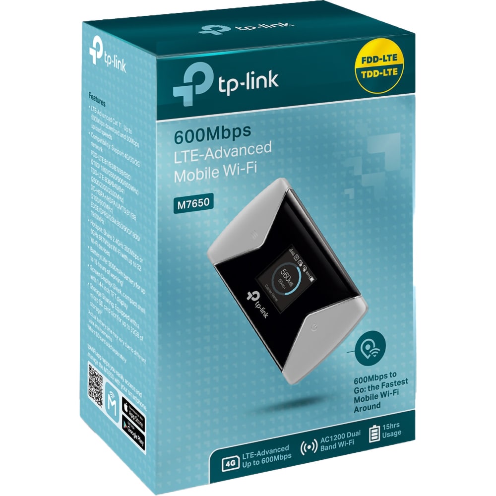 Router Wireless portabil TP-LINK M7650, Dual Band 300+867 Mbps, 4G LTE, negru-gri