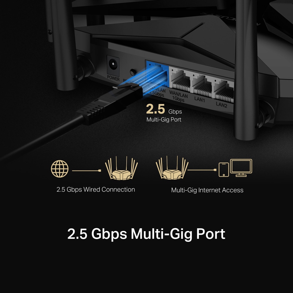 Router Wireless Gigabit MERCUSYS MR90X AX6000, Wi-Fi 6, Dual-Band 1148 + 4804 Mbps, negru