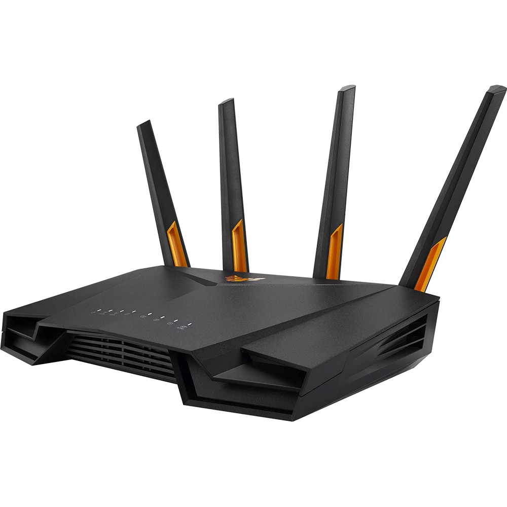 Router Wi-Fi Gigabit ASUS TUF-AX4200, Wi-Fi 6, Dual Band 574 + 3603 Mbps, negru