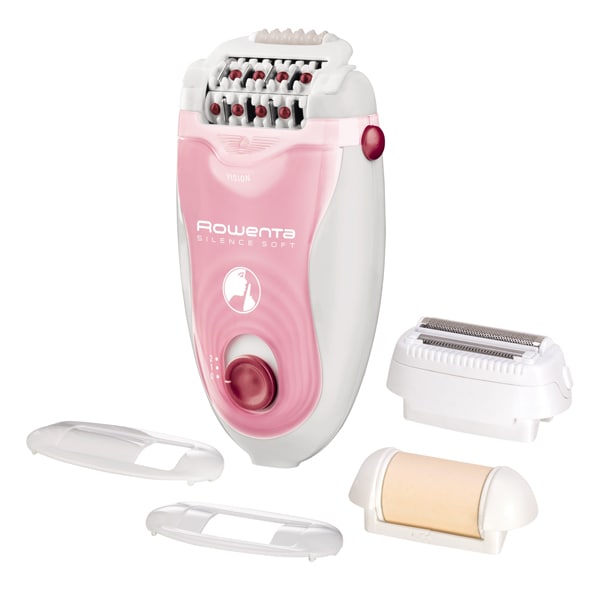 Epilator ROWENTA Silence Soft EP5640, 24 pensete, 2 viteze, 4 accesorii, Micro-Contact, retea, alb-roz
