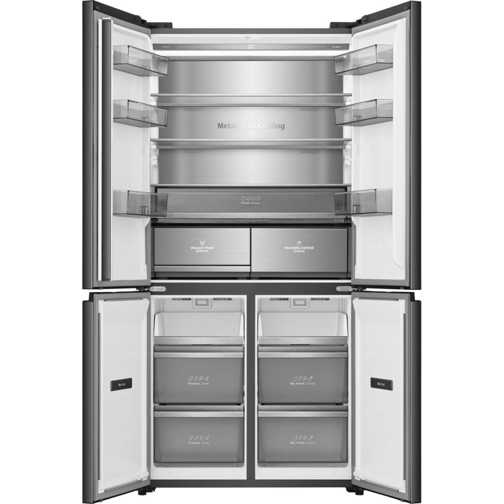 Side by Side HISENSE RQ768N4GBE, Total No Frost, 591 l, H 190 cm, Clasa E, negru