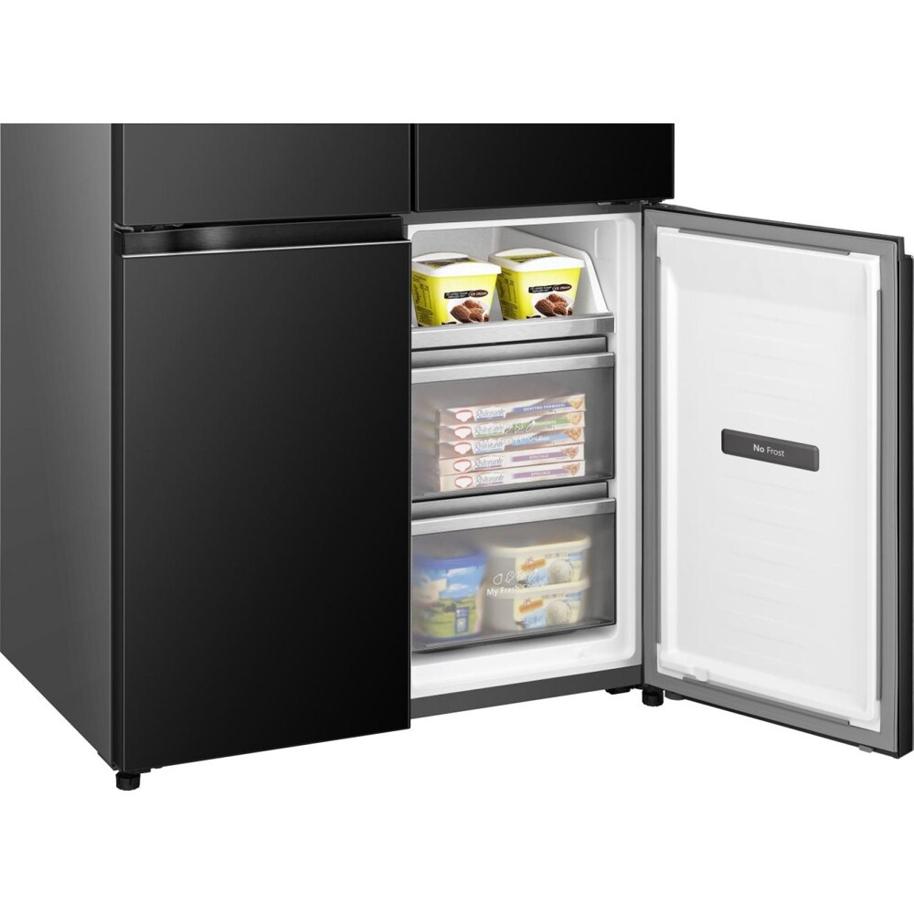 Side by Side HISENSE RQ768N4GBE, Total No Frost, 591 l, H 190 cm, Clasa E, negru