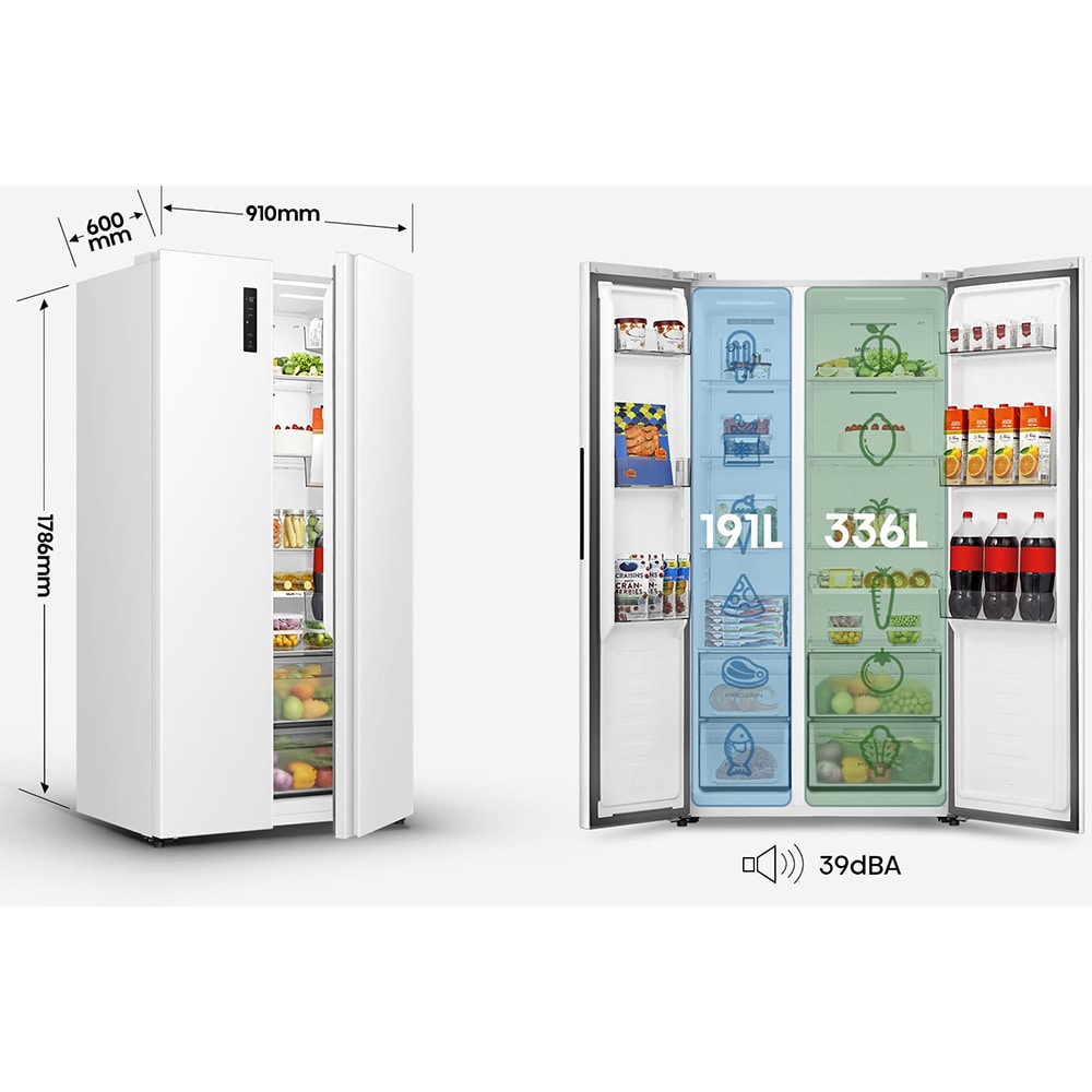 Side by Side HISENSE RS3P538NEWE, Total No Frost, 527 l, H 178.6 cm, Clasa E, alb