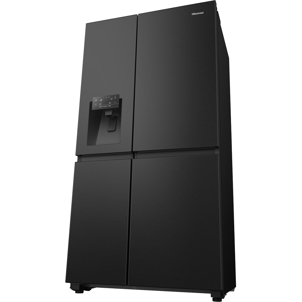 Side by Side HISENSE RS818N4TFE, Total No Frost, 632 l, H 179 cm, Clasa E, Dozator apa, Wi-Fi, negru