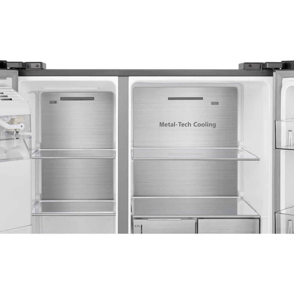 Side by Side HISENSE RS818N4TIE, Total No Frost, 632 l, H 179 cm, Clasa E, Dozator apa, Wi-Fi, argintiu