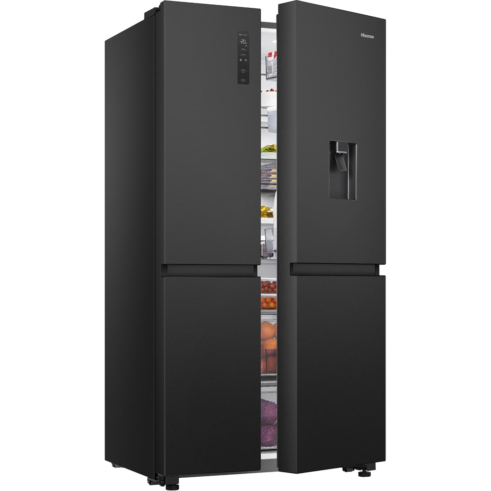 Side by Side HISENSE RS840N4WFE, Total No Frost, 649 l, H 179.5 cm, Clasa E, Dozator apa, Wi-Fi, negru
