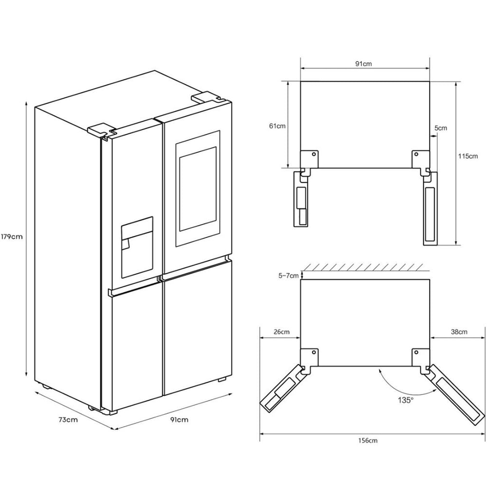 Side by Side HISENSE RS9P628GPFE, Total No Frost, 614 l, H 179 cm, Clasa E, Wi-Fi, negru