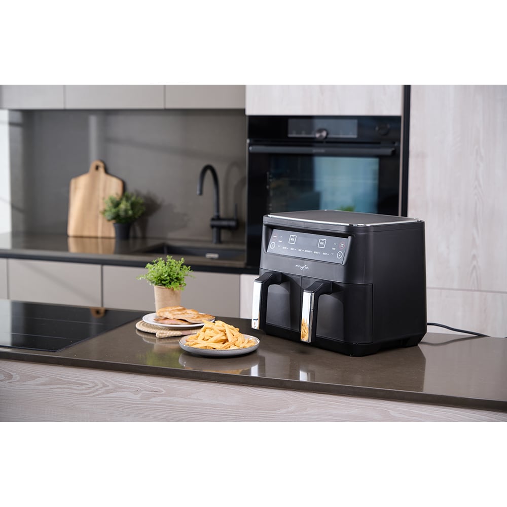 Friteuza cu aer cald dubla MYRIA MY4494BK, 8l, 2460W, negru-argintiu