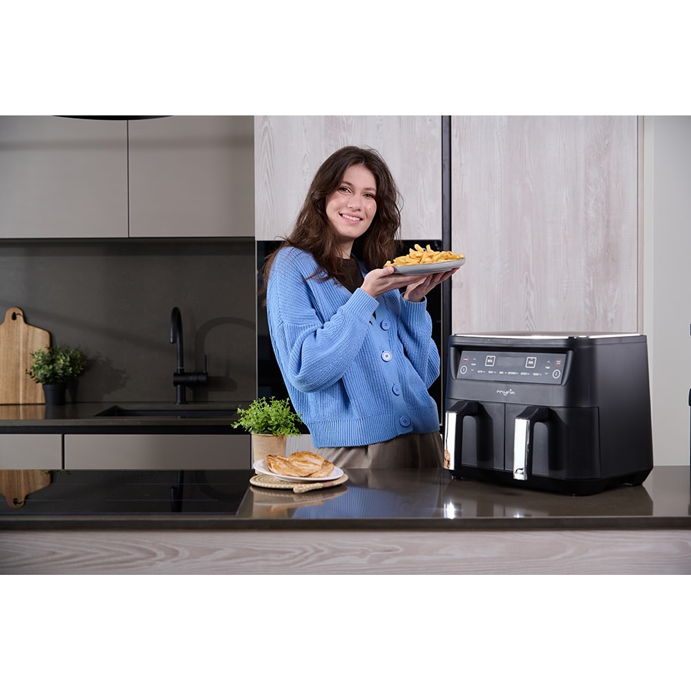 Friteuza cu aer cald dubla MYRIA MY4494BK, 8l, 2460W, negru-argintiu