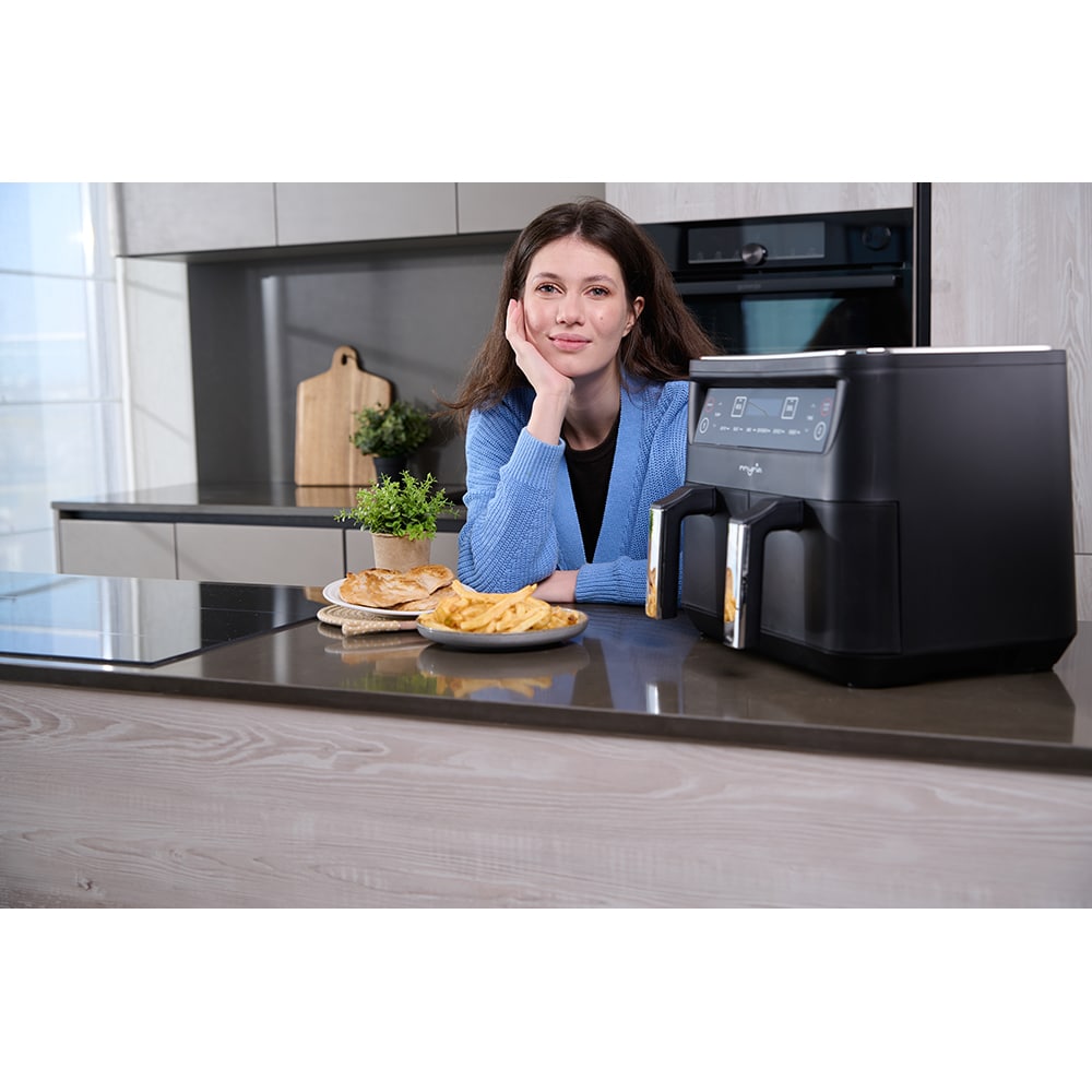Friteuza cu aer cald dubla MYRIA MY4494BK, 8l, 2460W, negru-argintiu