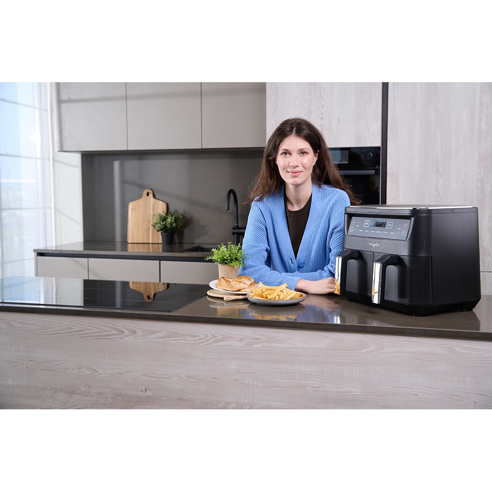 Friteuza cu aer cald dubla MYRIA MY4494BK, 8l, 2460W, negru-argintiu