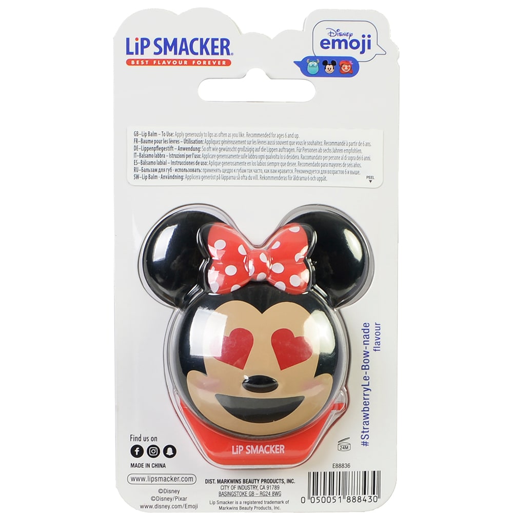 Balsam de buze LIP SMACKER Disney Emoji, Minnie Strawberry Le Bow Nade, 7.4g