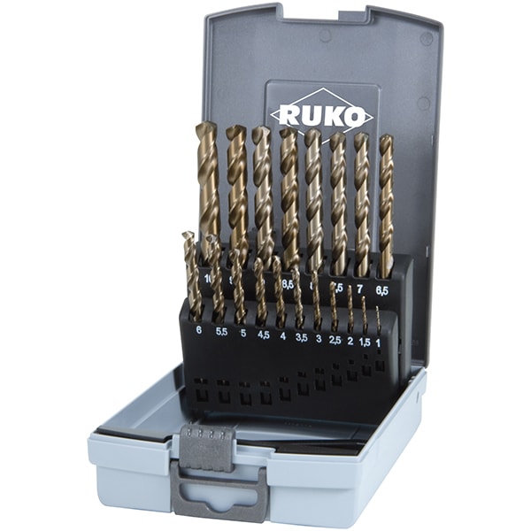 Set burghie HSS-CO5 RUKO 215214RO, 1-10 mm, 19 piese