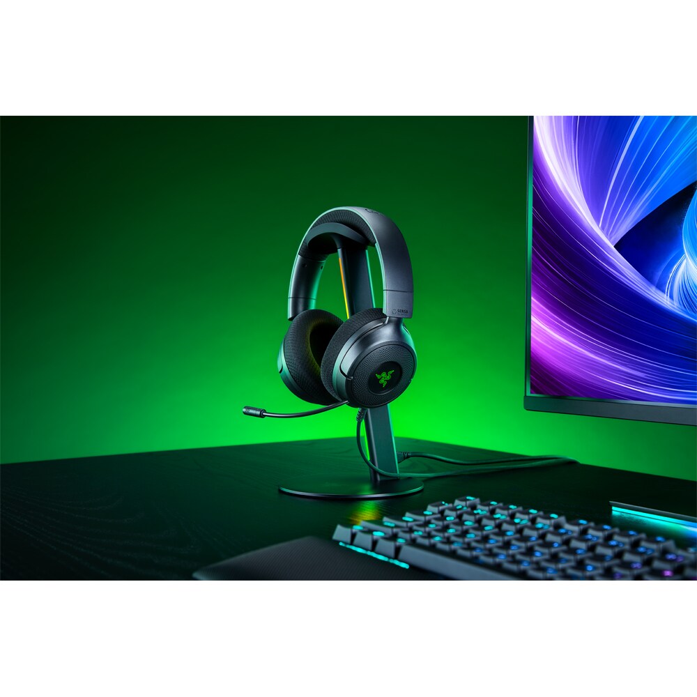 Casti Gaming RAZER Kraken V4 X Sensa HD Haptics, 7.1 surround, Microfon HyperClear Cardioid, negru